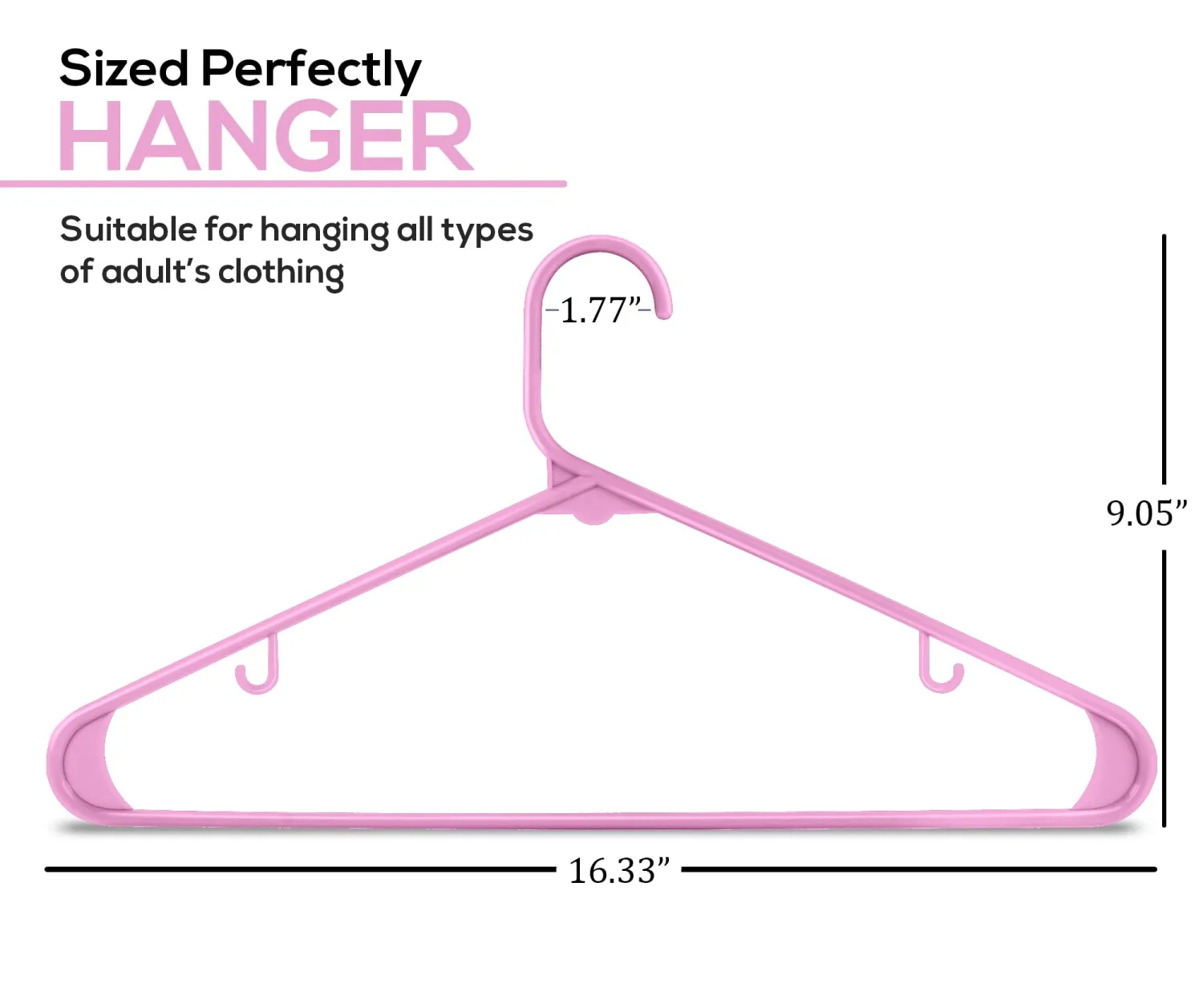 Utopia Home Plastic Hangers 30 Pack - Clothes Hanger with Hooks - Durable & Space Saving Coat Hanger - Heavy Duty Skirt Hangers (Pink)