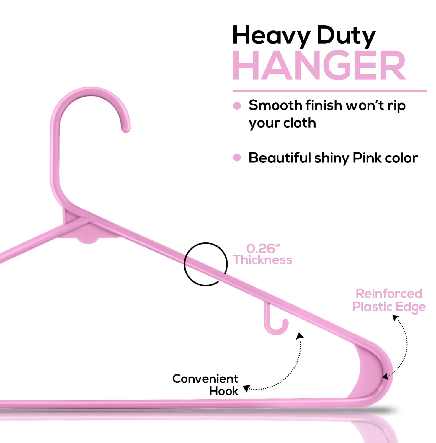 Utopia Home Plastic Hangers 30 Pack - Clothes Hanger with Hooks - Durable & Space Saving Coat Hanger - Heavy Duty Skirt Hangers (Pink)