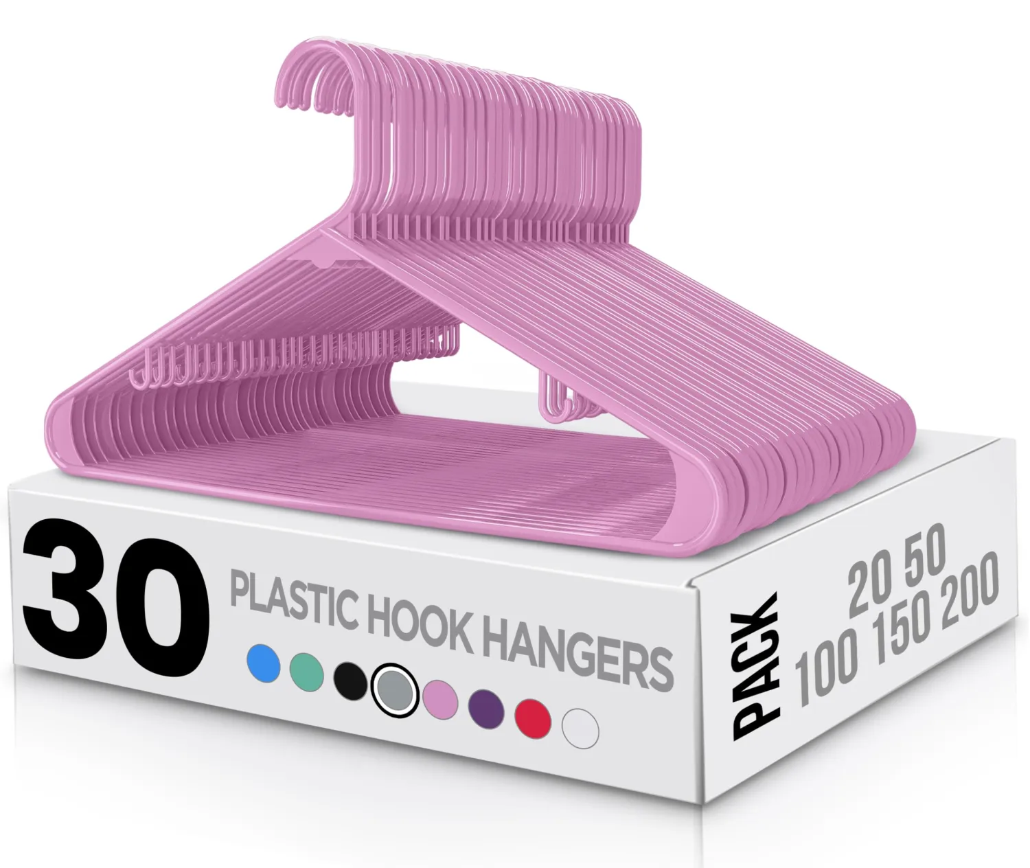 Utopia Home Plastic Hangers 30 Pack - Clothes Hanger with Hooks - Durable & Space Saving Coat Hanger - Heavy Duty Skirt Hangers (Pink)