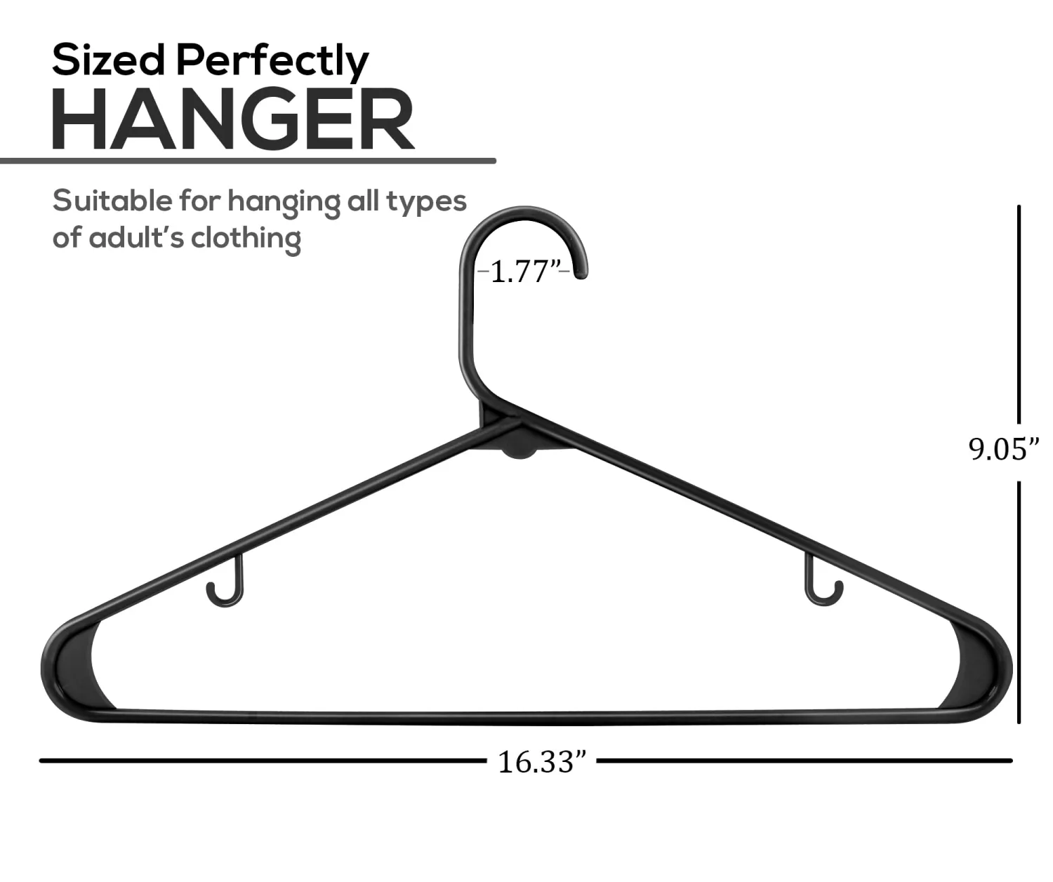 Utopia Home Plastic Hangers 30 Pack - Clothes Hanger with Hooks - Durable & Space Saving Coat Hanger - Heavy Duty Skirt Hangers (Black)
