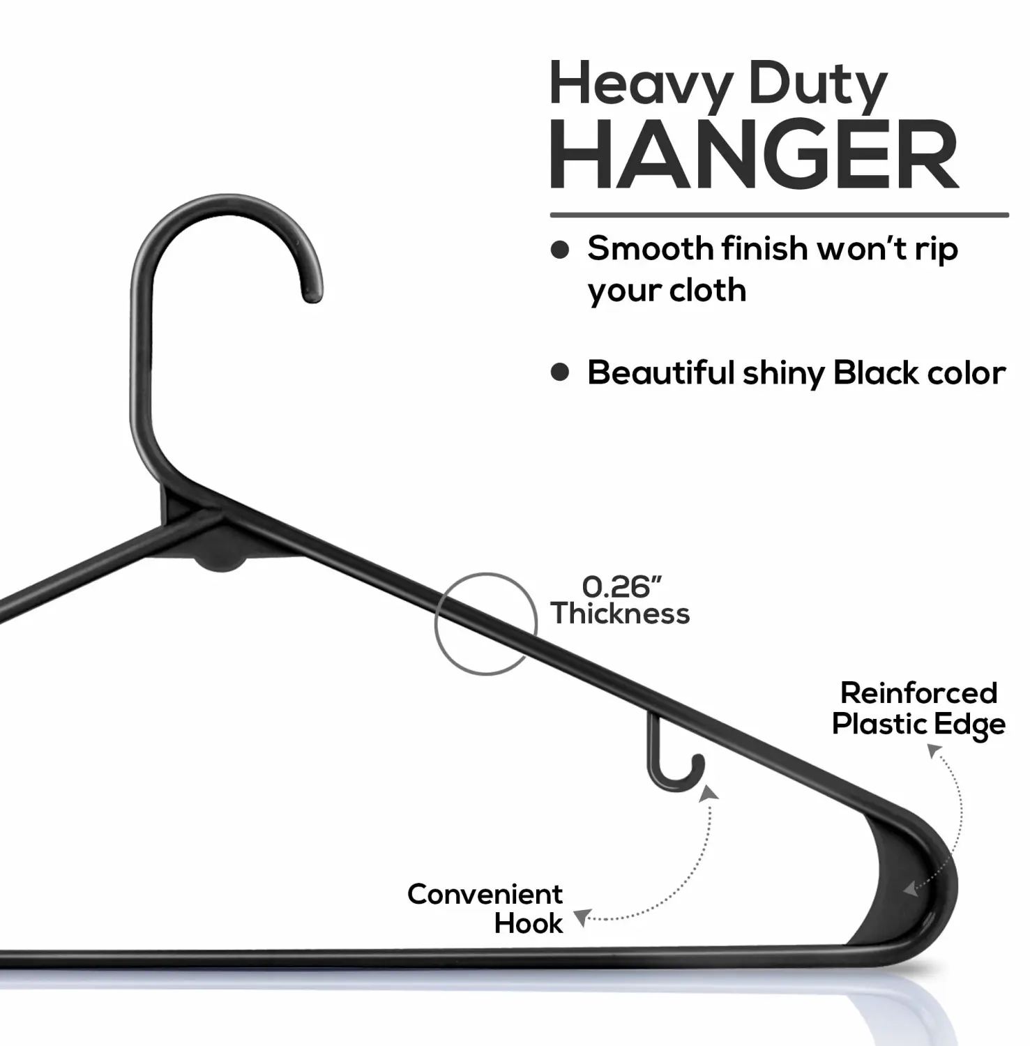 Utopia Home Plastic Hangers 30 Pack - Clothes Hanger with Hooks - Durable & Space Saving Coat Hanger - Heavy Duty Skirt Hangers (Black)