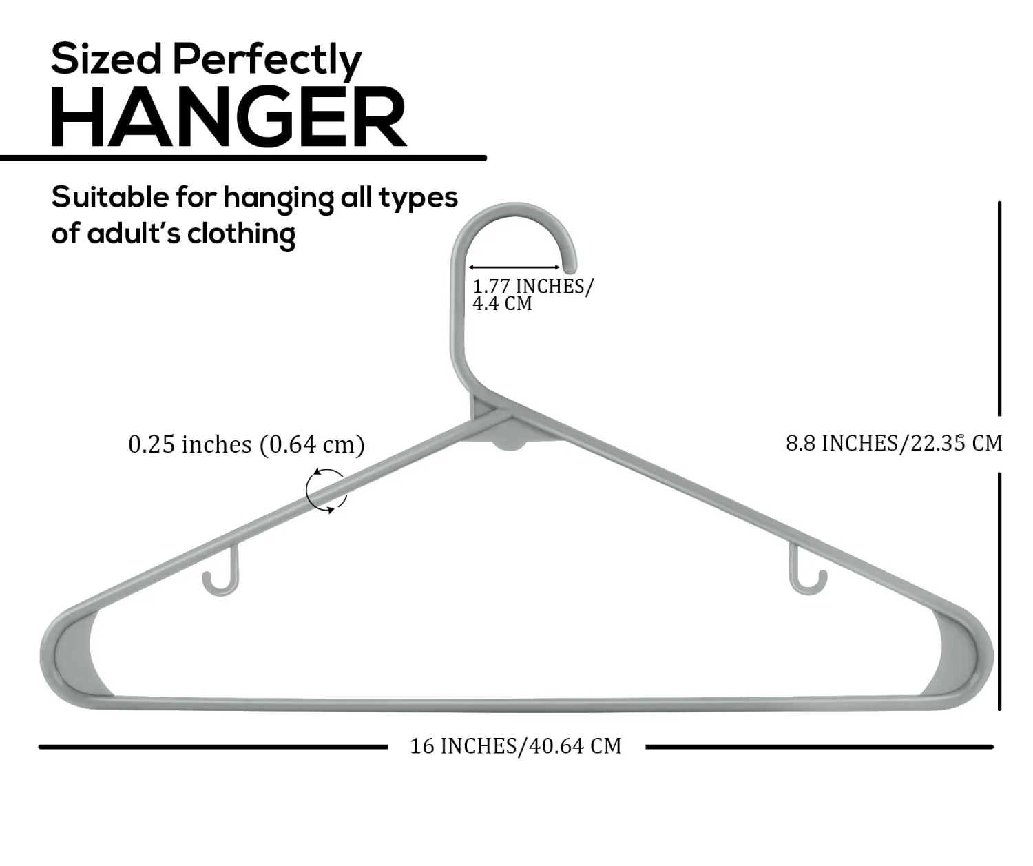 Utopia Home Plastic Hangers 50 Pack - Clothes Hanger with Hooks - Durable & Space Saving (Grey)