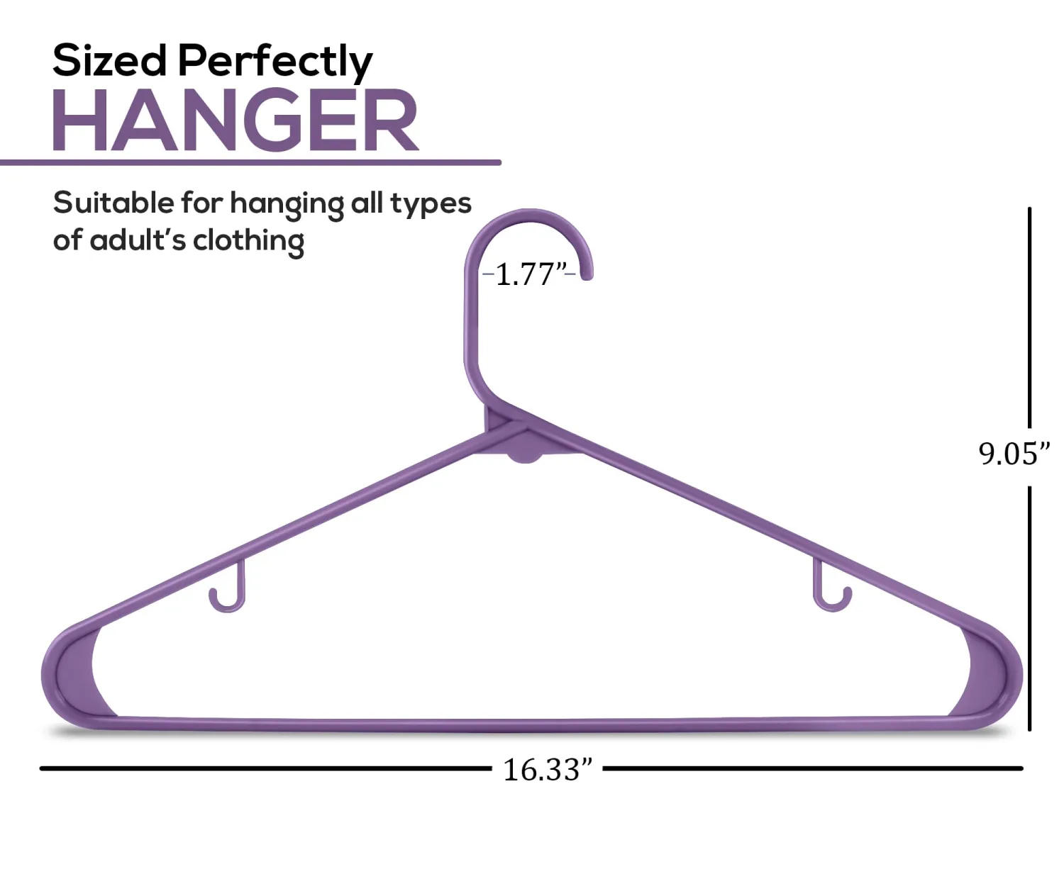 Utopia Home Plastic Hangers 50 Pack - Clothes Hanger with Hooks - Durable & Space Saving Coat Hanger - Heavy Duty Purple Hangers - Skirt Hangers