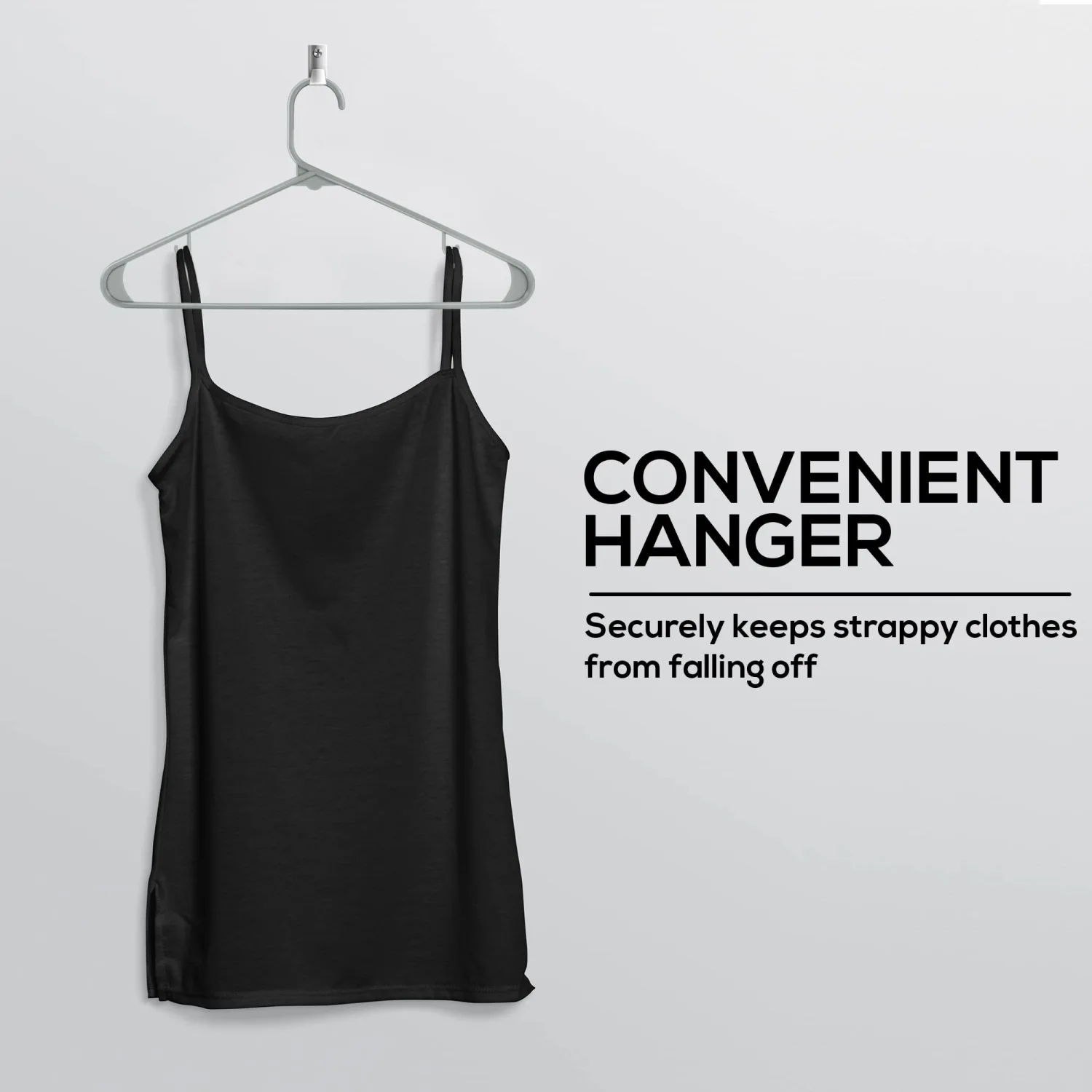 Utopia Home Plastic Hangers 50 Pack - Space Saving Clothes Hanger - Durable & Strong Closet Organizers and Storage with Built-in Strap Hooks - Essential for Shirts, Pants, Skirts & Coats (Black)