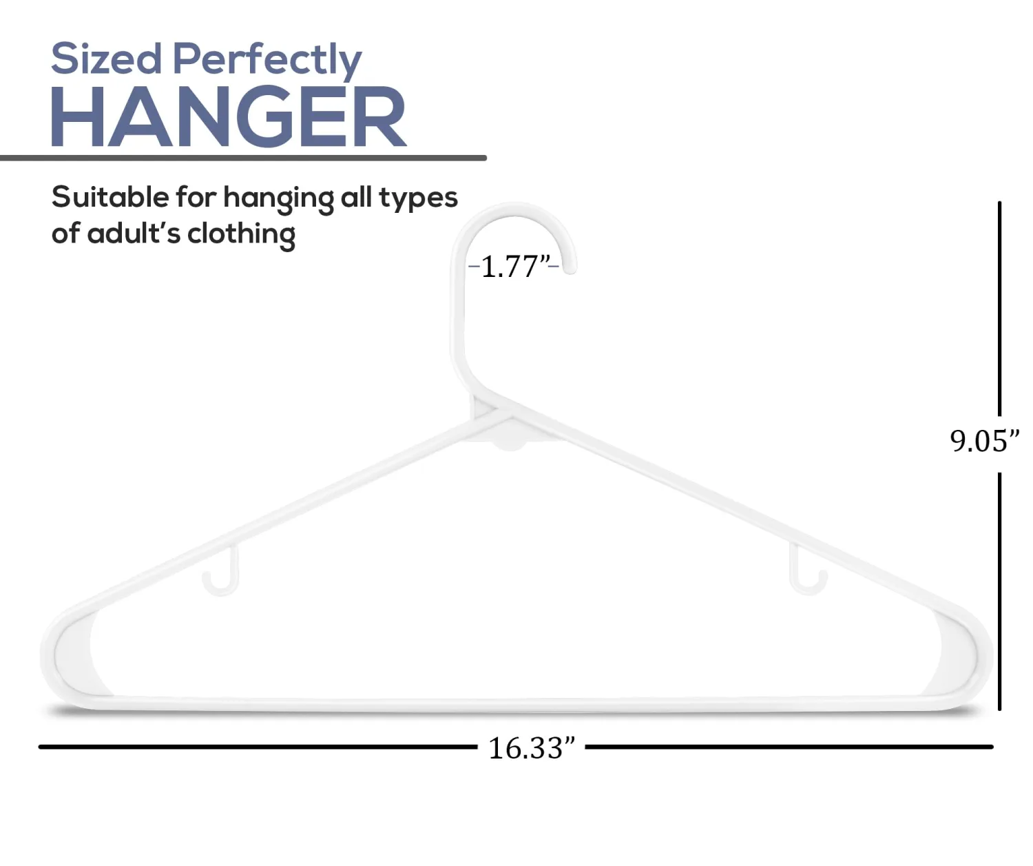 Utopia Home Plastic Hangers 50 Pack - Clothes Hanger with Hooks - Durable & Space Saving Coat Hanger - Heavy Duty Skirt Hangers (White)