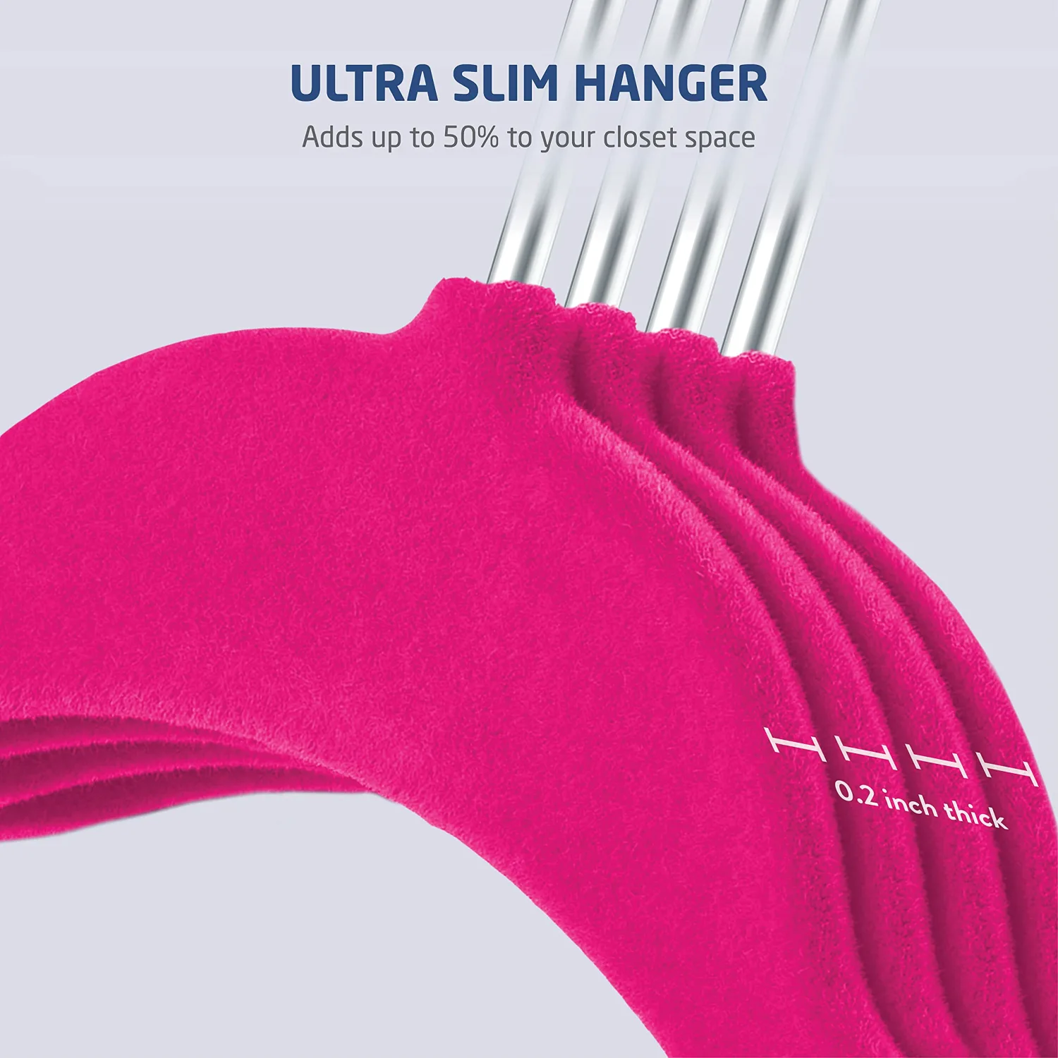 Zober Velvet Baby Hangers for Closet - Pack of 50 Non Slip Toddler Hangers for Shirts, Pants & Dresses w/Swivel Hook - Durable Infant Hangers w/Notches - Small Kids Hangers - Pink