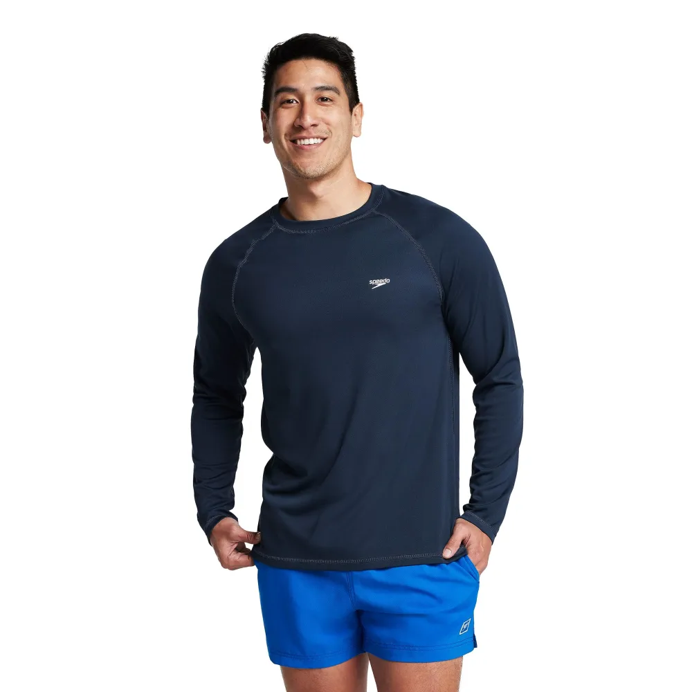 Speedo Men's UV Swim Shirt Long Sleeve Loose Fit Easy Tee