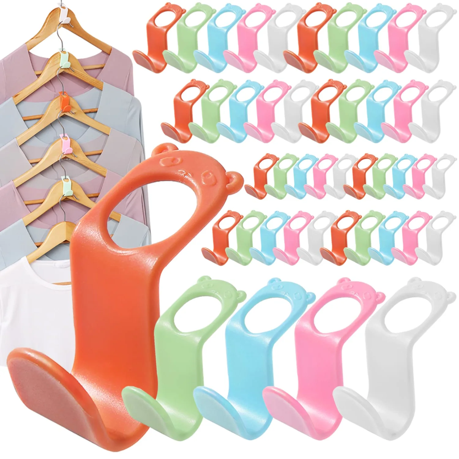 SLMT Clothes Hanger Connector Hooks 50PCS Space Saving Hanger Extender Hooks Closet Organizer for Plastic Hangers Velvet Hangers Wooden Hangers Wire Hangers Heavy Duty Hangers