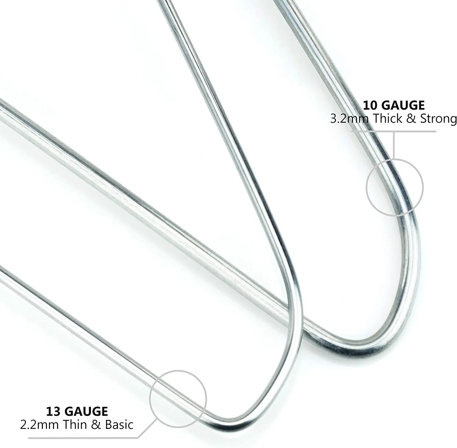 HANGERWORLD Silver Metal Wire Clothes Hangers 16inch 13 Gauge Clothes Garment Coat Hanger (20 Pack)