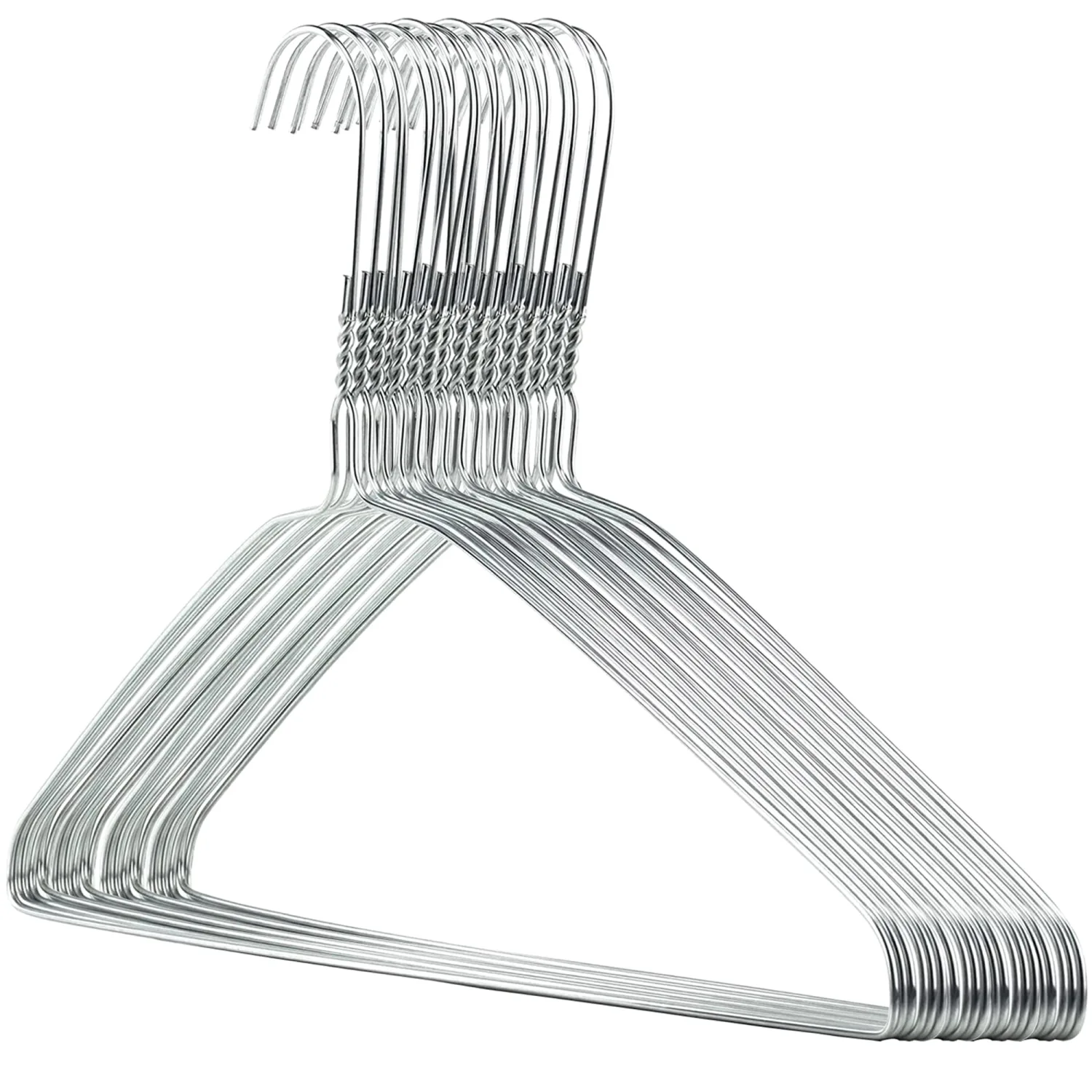 HANGERWORLD Silver Metal Wire Clothes Hangers 16inch 13 Gauge Clothes Garment Coat Hanger (20 Pack)