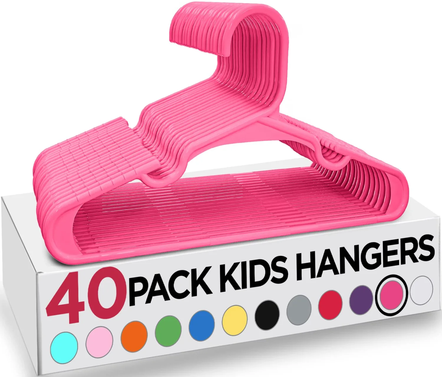 Utopia Home 40 Pack Kids Hangers - 11.5 Inch Plastic Baby Hangers for Closet - Childrens Hangers for Clothes & Infant Hangers for Closet - Ideal for Everyday Standard Use (Pink)