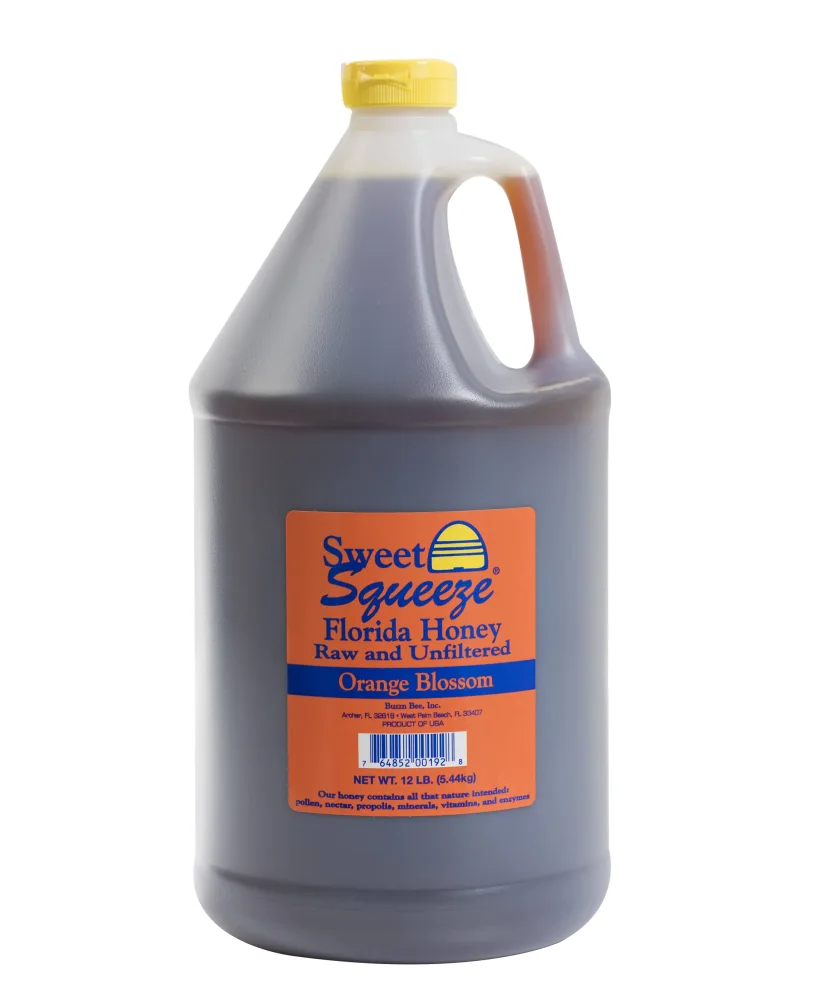 Sweet Squeeze Raw and Unfiltered Orange Blossom Honey - From Florida's Beekeepers, 12 Pound