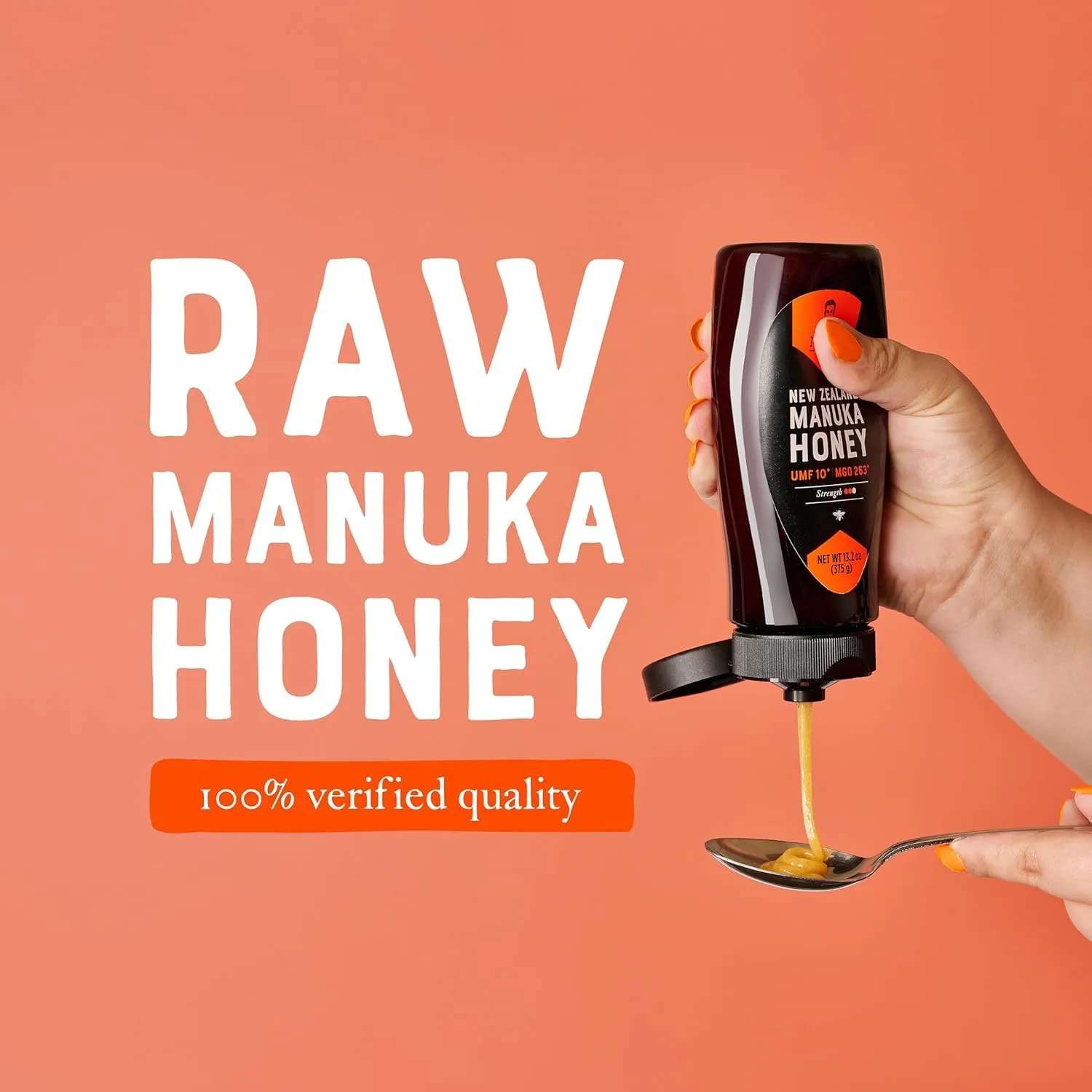 Nature Nate's | Raw Manuka Honey MGO 263+ | UMF 10+ Certified | 13.2 oz Squeeze Bottle