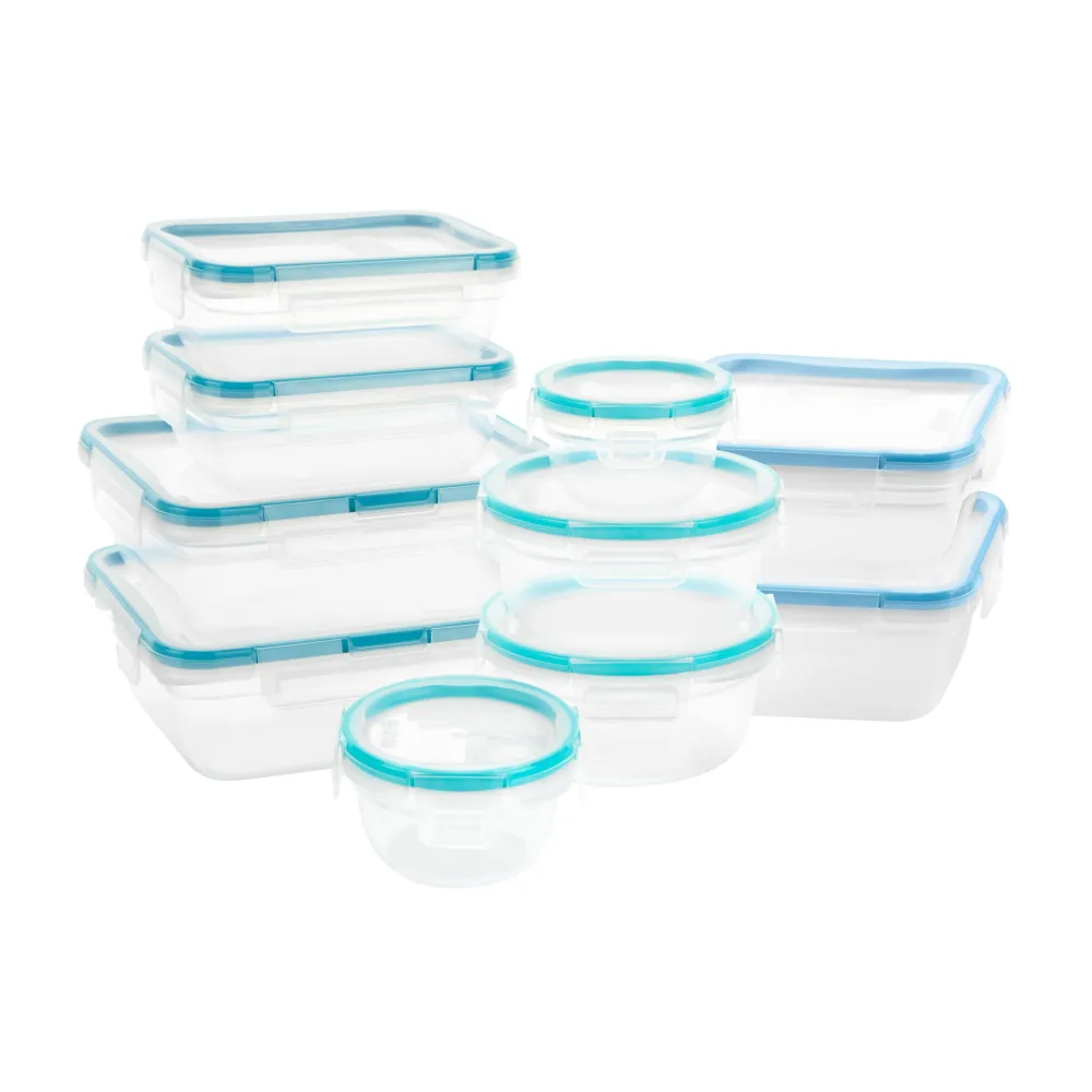 Snapware Total Solution 20-Pc Plastic Food Storage Containers Set, 8.5-Cup, 5.5-Cup, 4-Cup, 3-Cup, and 1.2-Cup Meal Prep Containers, BPA-Free Lids with Locking Tabs, Mixed Sizes, Clear