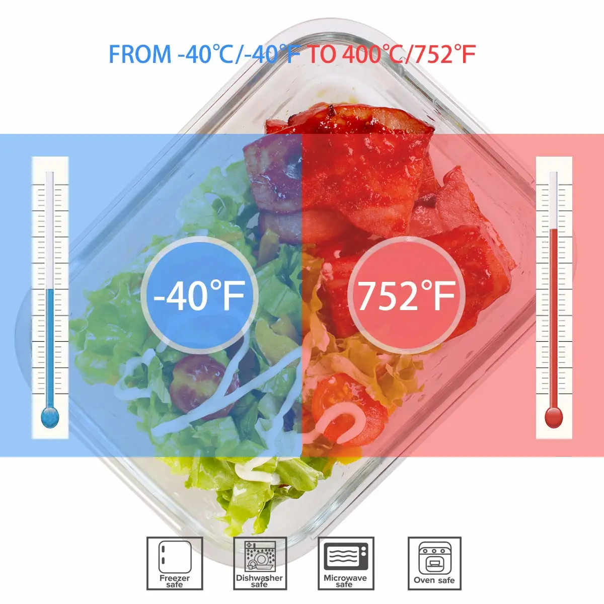 Glass Food Storage Containers with Lids, [18 Piece] Glass Meal Prep Containers, Containers for Food Storage with Lids, BPA Free & Leak Proof (9 Lid & 9 Container)