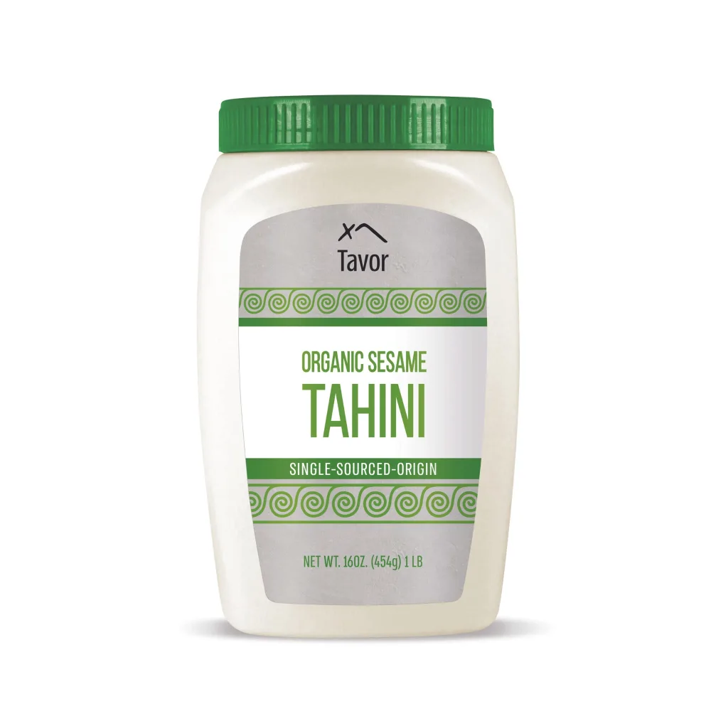 Tavor 100% Organic Tahini Paste 1lb - Toasted Ground Organic and Natural Sesame Seeds, Raw & Natural Smooth Sauce, For Hummus Recipes & Vegan-Friendly Meals (1 PACK)