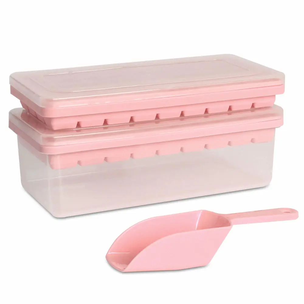 Food-grade Silicone Ice Cube Tray with Lid and Storage Bin for Freezer, Easy-Release 2 * 36 Small Nugget Ice Trays 1 ice Bucket & Scoop, Flexible Ice Cube Molds with Ice Container