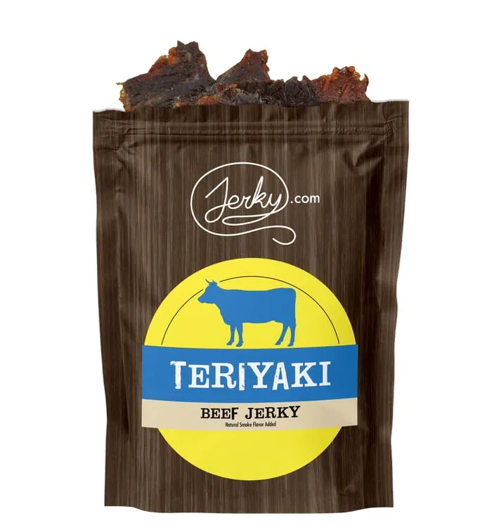 Jerky.com All Natural Teriyaki Beef Jerky - No Added Preservatives, No MSG or Nitrates - Classic Savory-Sweet Teriyaki Flavor, 100% Lean Beef (2.5 Ounce, Pack of 1)