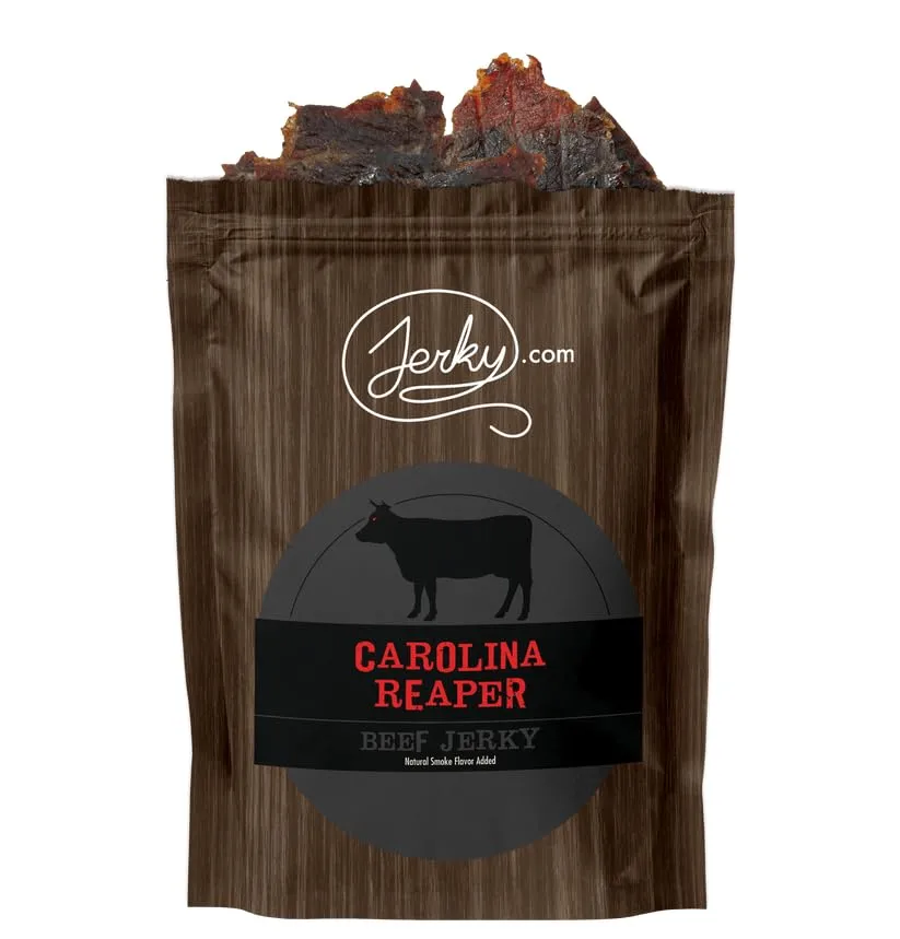 Jerky.com's Carolina Reaper Beef Jerky, Hottest Jerky in the World, 12g of Protein, All-Natural Keto Diet Snack, No Added Preservatives, 2.5 oz. Bag