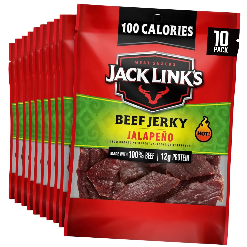 Jack Link's Beef Jerky, Jalapeno, 12g of Protein, 1.25 Oz (10 Pack)