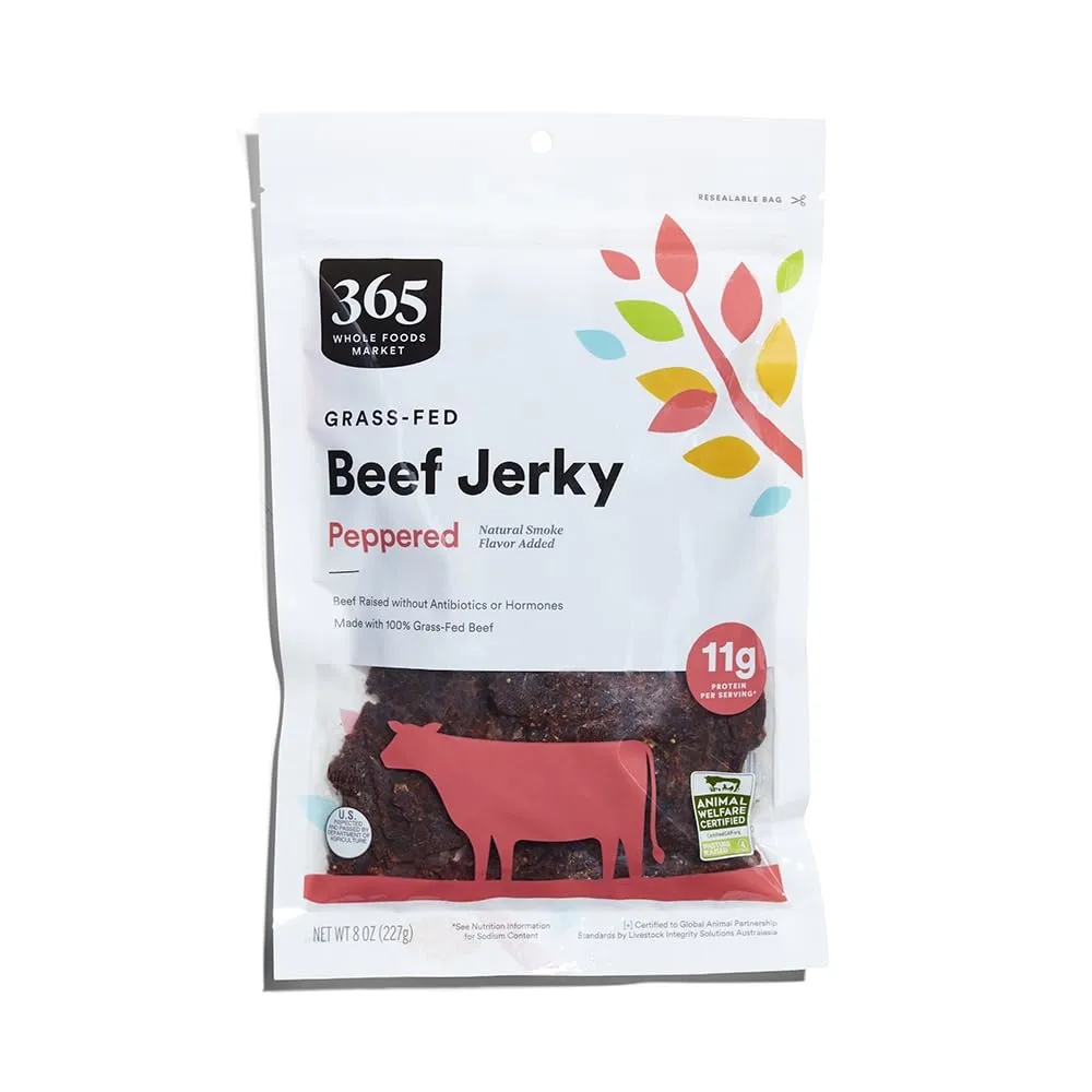 365 by Whole Foods Market, Peppered Family Size Beef Jerky, 8 Ounce