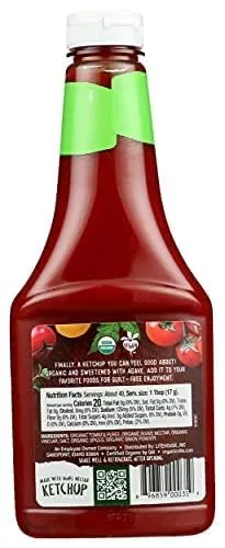 Organicville Organic Ketchup - Tomato Ketchup, Gluten Free, Non-GMO, Vegan, USDA Organic, Made with Agave Nectar, Plant-Based Ketchup, Squeeze Bottle - 24 Oz, 4-Pack