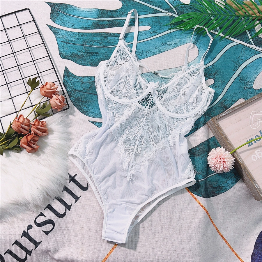 New White Lace Mesh Bodysuit