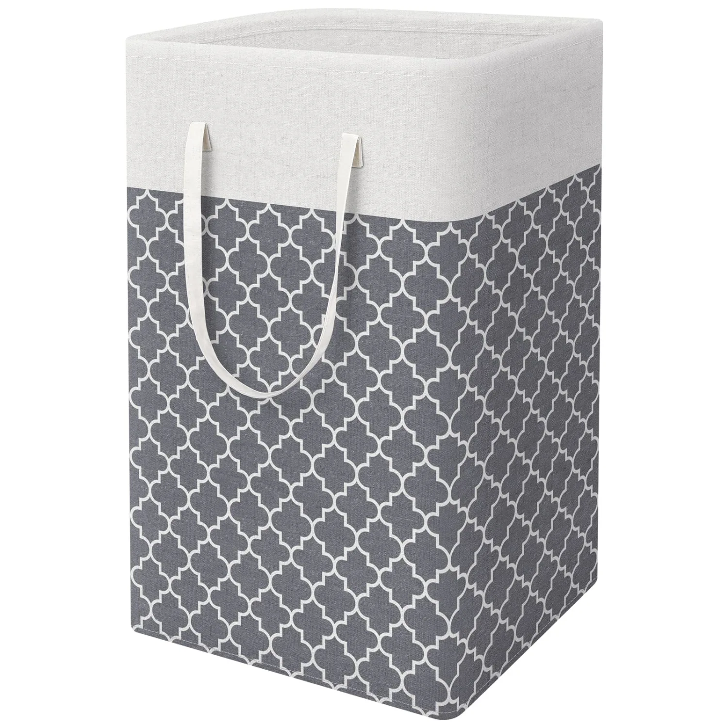 WISELIFE 1-Pack Laundry Hamper 75L Collapsible Large Laundry Baskets with Easy Carry Handles Freestanding Waterproof Clothes Hamper Storage Basket for Toys Clothes Organizer - 24.4" (H), Clover Grey