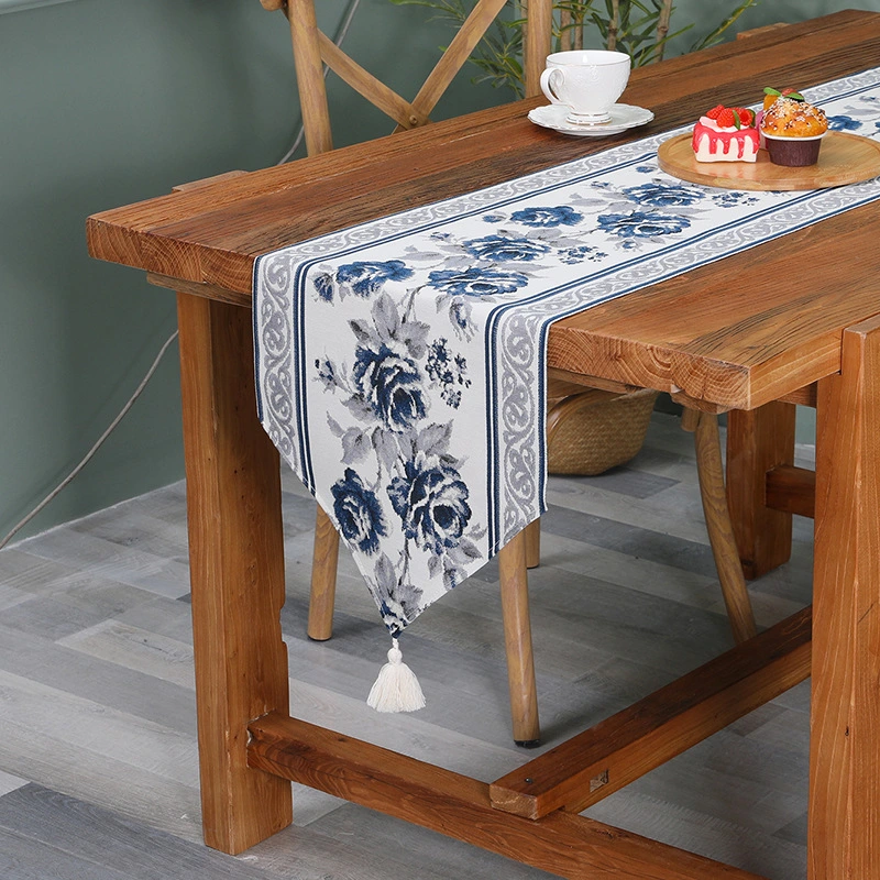 New Chinese Embroidered Fringed Table Flag