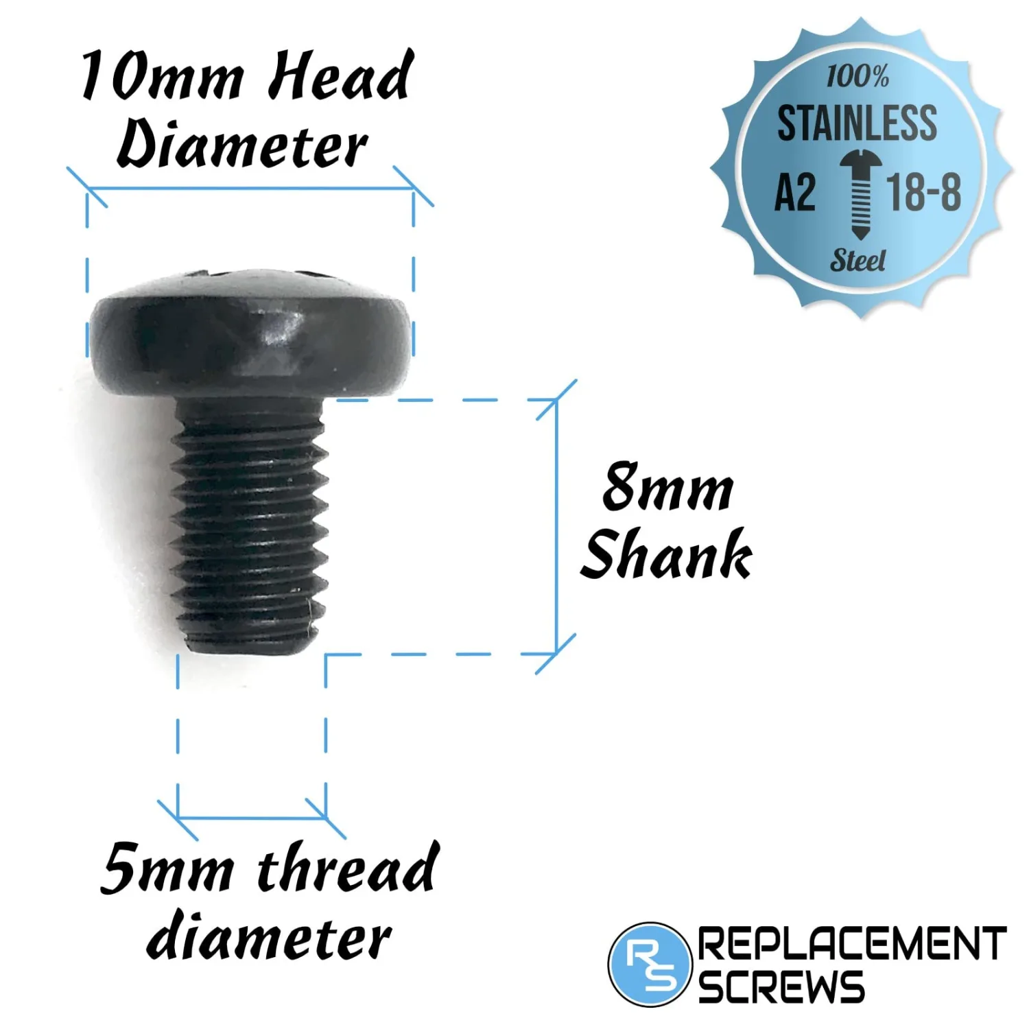 ReplacementScrews Rear License Plate Screws Compatible with Tesla Model Y (My) - Stainless Steel - Black Oxide - Medium Length (Pack of 4)