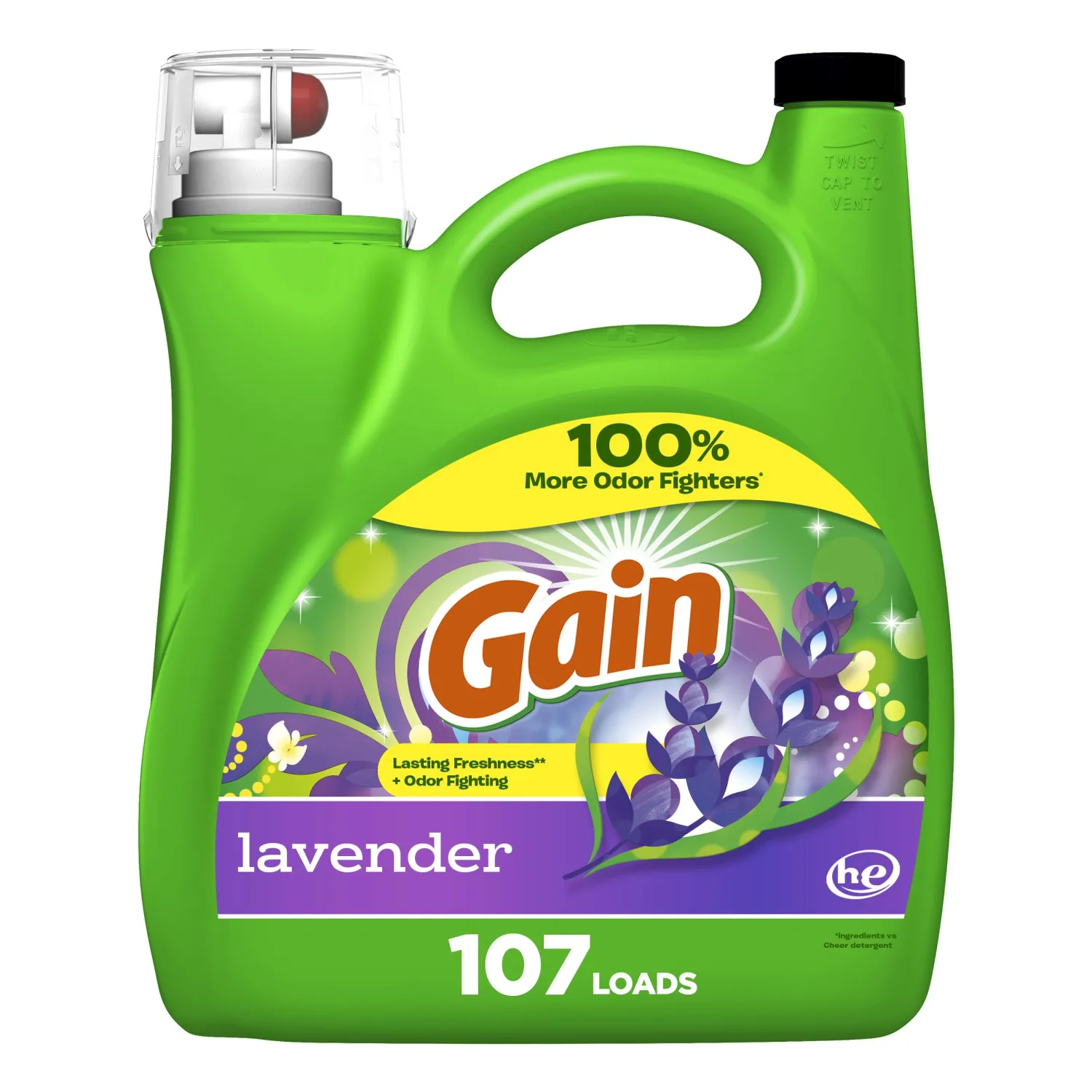 Gain + Aroma Boost Liquid Laundry Detergent Lavender Scent 107 Loads 154 fl oz HE Compatible