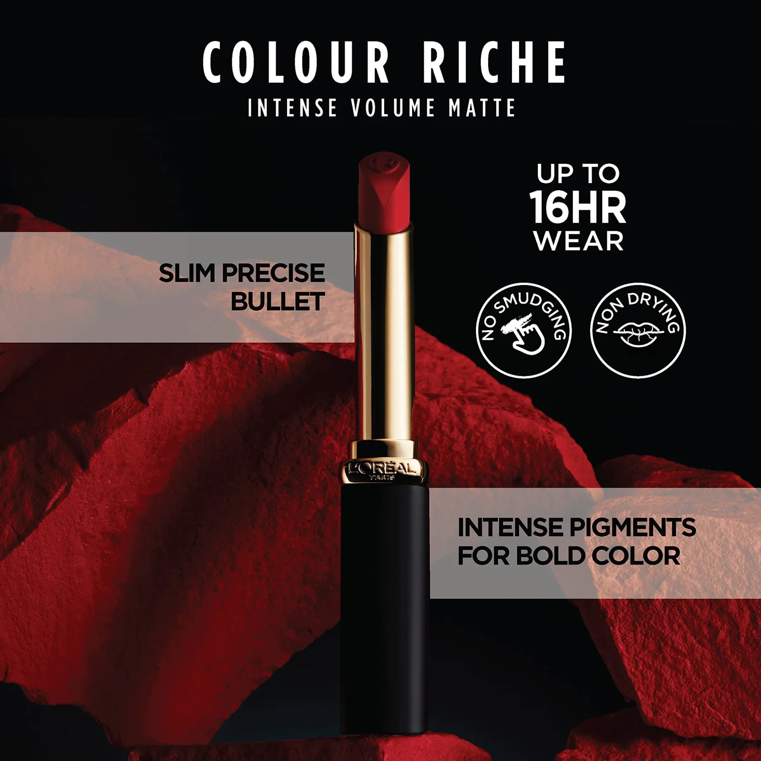 L'Oreal Paris Colour Riche Intense Volume Matte Lipstick, Lip Color Infused with Hyaluronic Acid for up to 16hr All Day Comfort, Le Plum Dominant, 0.06 oz
