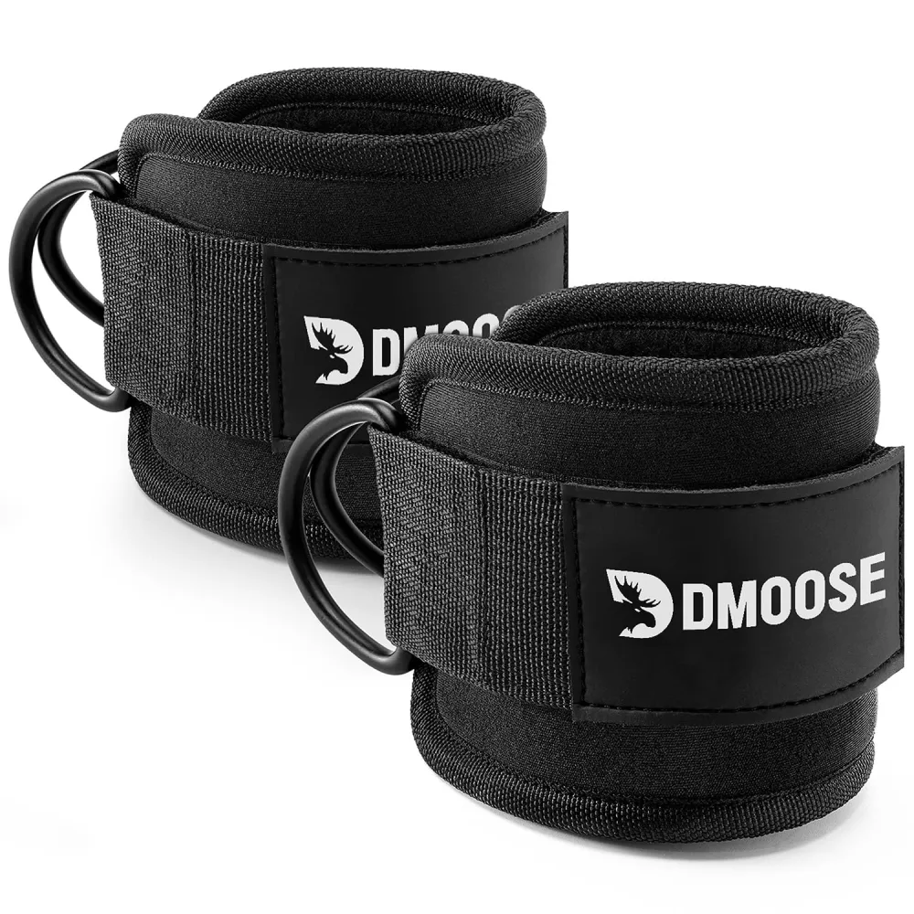 DMoose Fitness Ankle Straps for Cable Machines - One Size Fit with Premium Padding, Glute Kickback Ankle Strap for Women & Men, Cable Attachments for Gym, Booty Workouts, Leg Extension & Hip Abductors