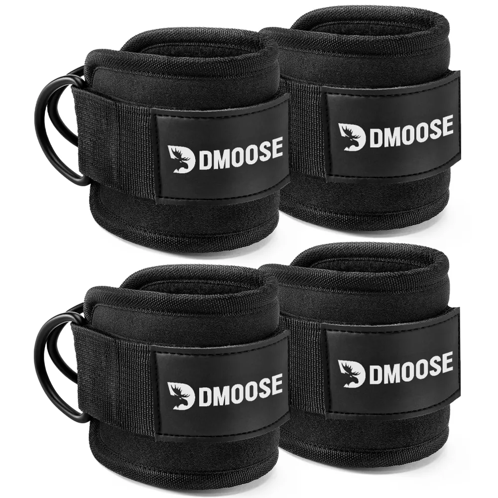 DMoose Fitness Ankle Straps for Cable Machines - One Size Fit with Premium Padding, Glute Kickback Ankle Strap for Women & Men, Cable Attachments for Gym, Booty Workouts, Leg Extension & Hip Abductors