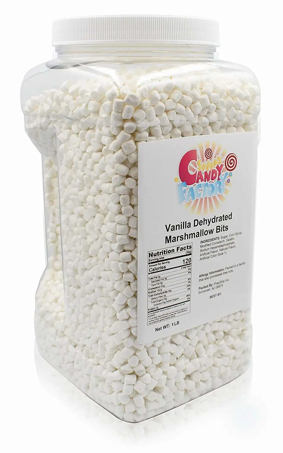 Sarah's Candy Factory Vanilla Mini Dehydrated Marshmallows in Jar, 1 Lb