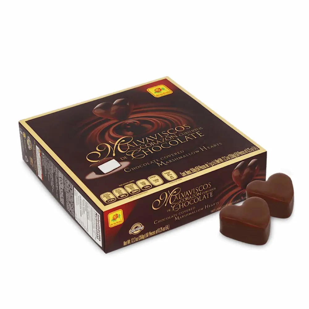 DE LA ROSA CHOCOLATE COVERED MARSHMALLOW HEARTS 50 CT