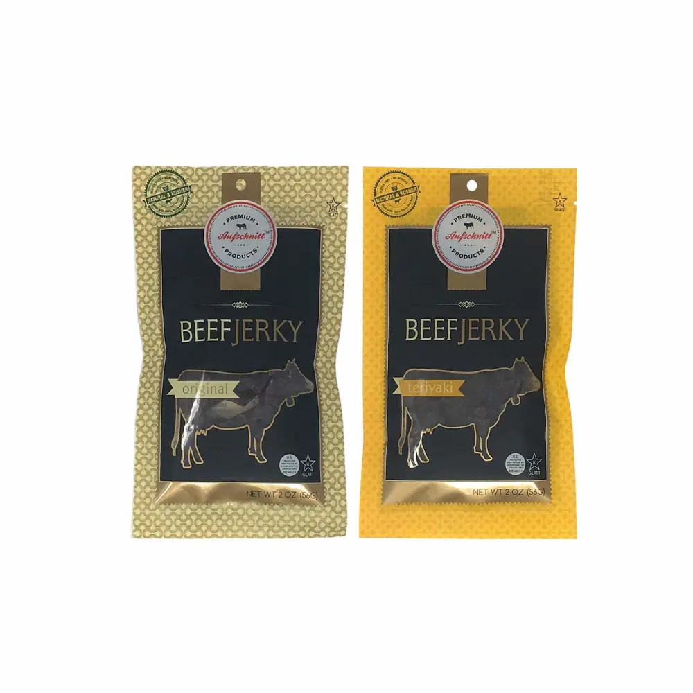 Aufschnitt Grass Fed Beef Jerky - Low Sodium, Certified Kosher - Made in USA - Keto & Halal Friendly - 2 Pack, Variety