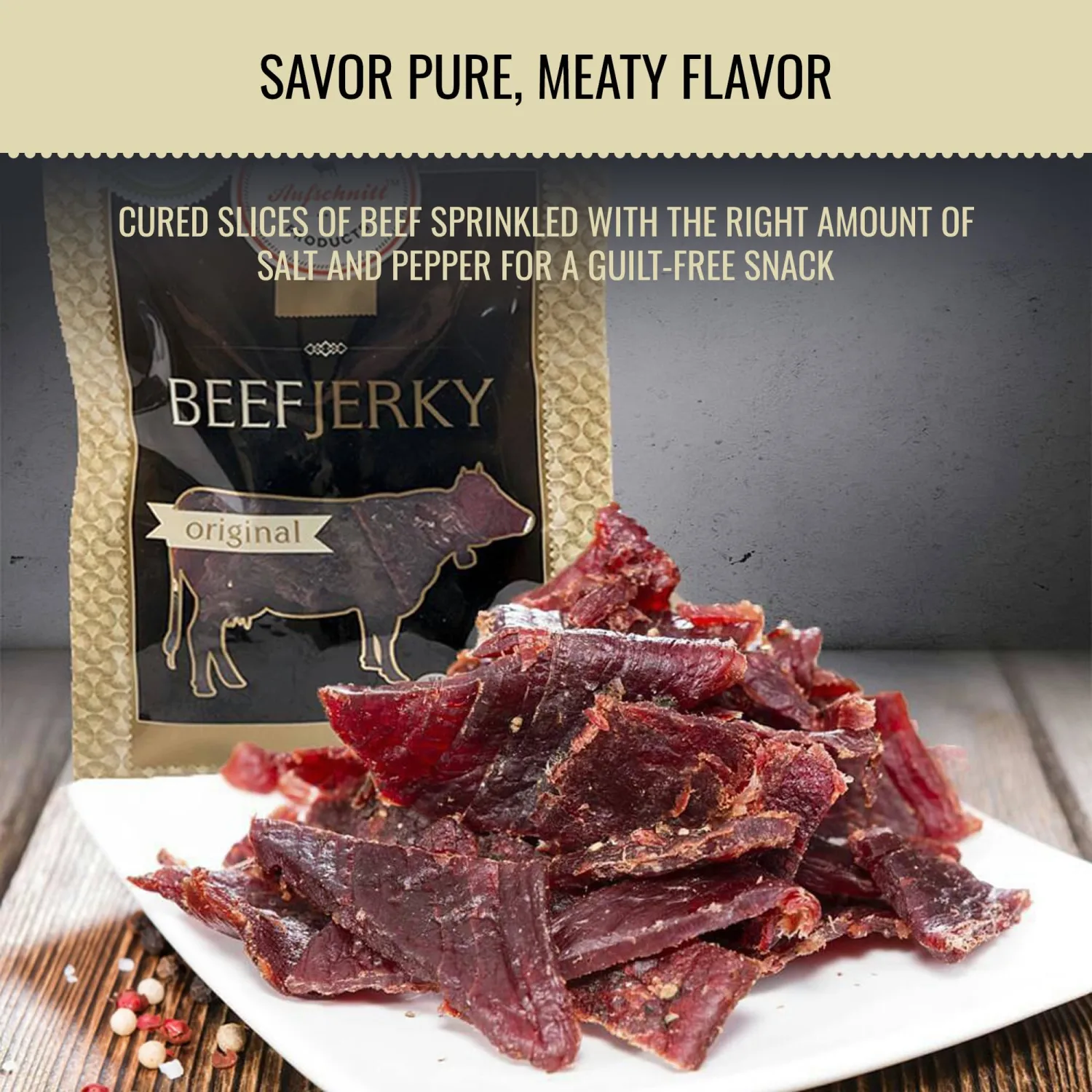 Aufschnitt Grass Fed Beef Jerky - Low Sodium, Certified Kosher - Made in USA - Keto & Halal Friendly - 2 Pack, Variety