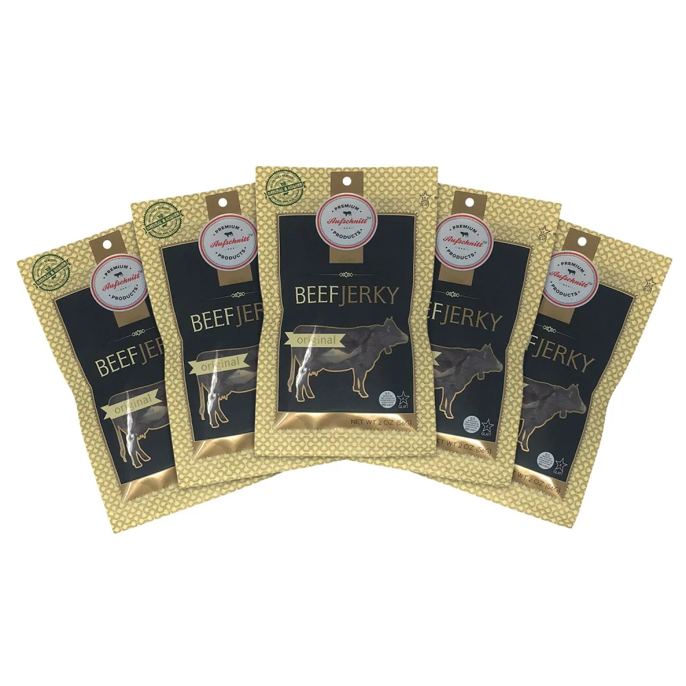 Aufschnitt Grass Fed Beef Jerky - Low Sodium, Certified Kosher - Made in USA - Keto & Halal Friendly - 5 Pack, Original