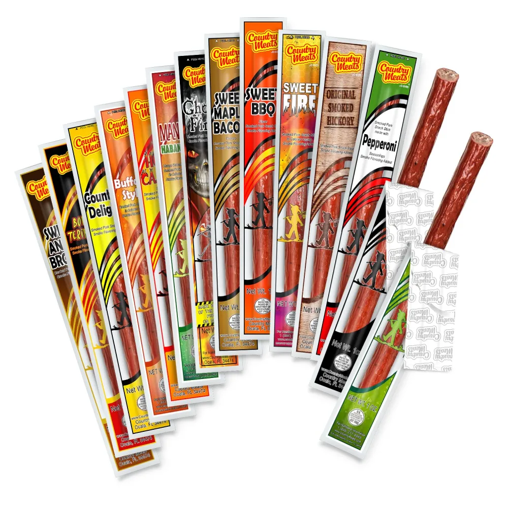 Country Meats, Meat Sticks, 0 Trans Fat, USDA Certified, Good Source of Protein, Carb Conscious Snack (13 Meat Sticks, Variety Pack)