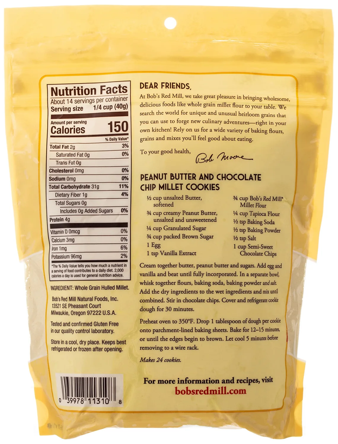 Bob's Red Mill Millet Flour, 20-ounce (Pack of 1)
