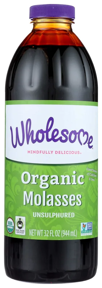 Wholesome Sweeteners 32-Ounces Organic Molasses, Fair Trade, Non GMO, Gluten Free & Vegan, Perfect for cookies, glazing and more, 1 Pack