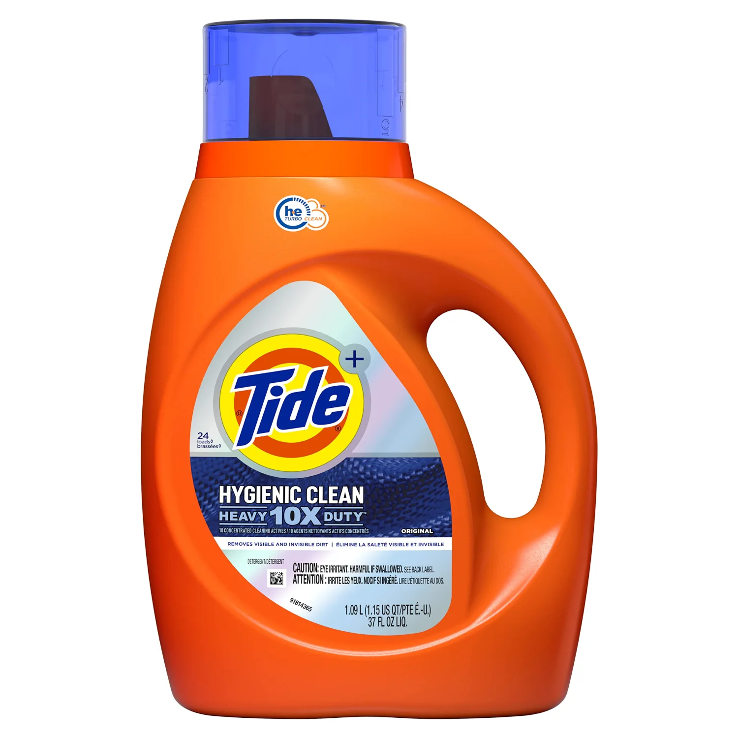 Tide Hygienic Clean Heavy 10X Duty Laundry Detergent Liquid Soap, Original Scent, 37 Fl Oz, 24 Loads, He Compatible