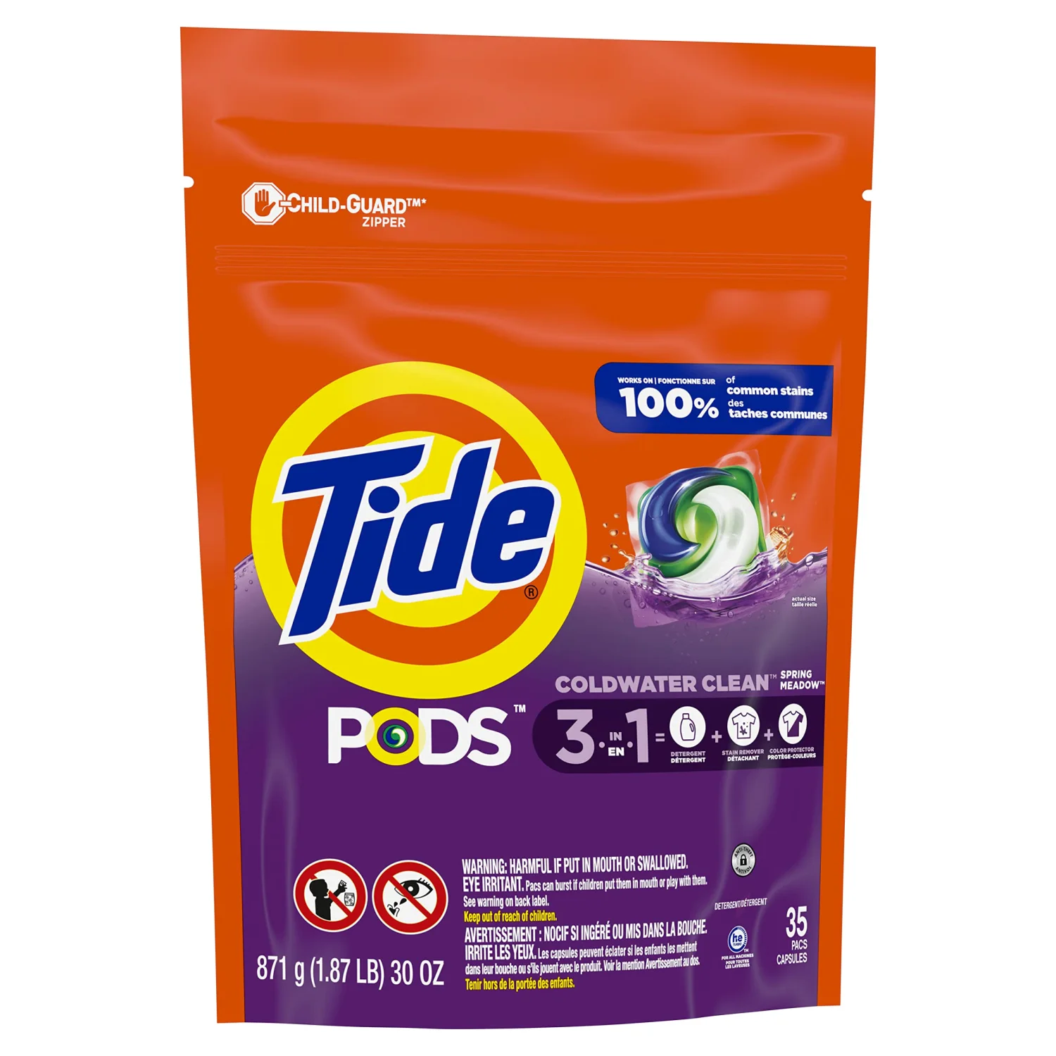 Tide PODS HE Turbo Laundry Detergent Pacs, Spring Meadow Scent, 35 Count (Packaging May Vary)
