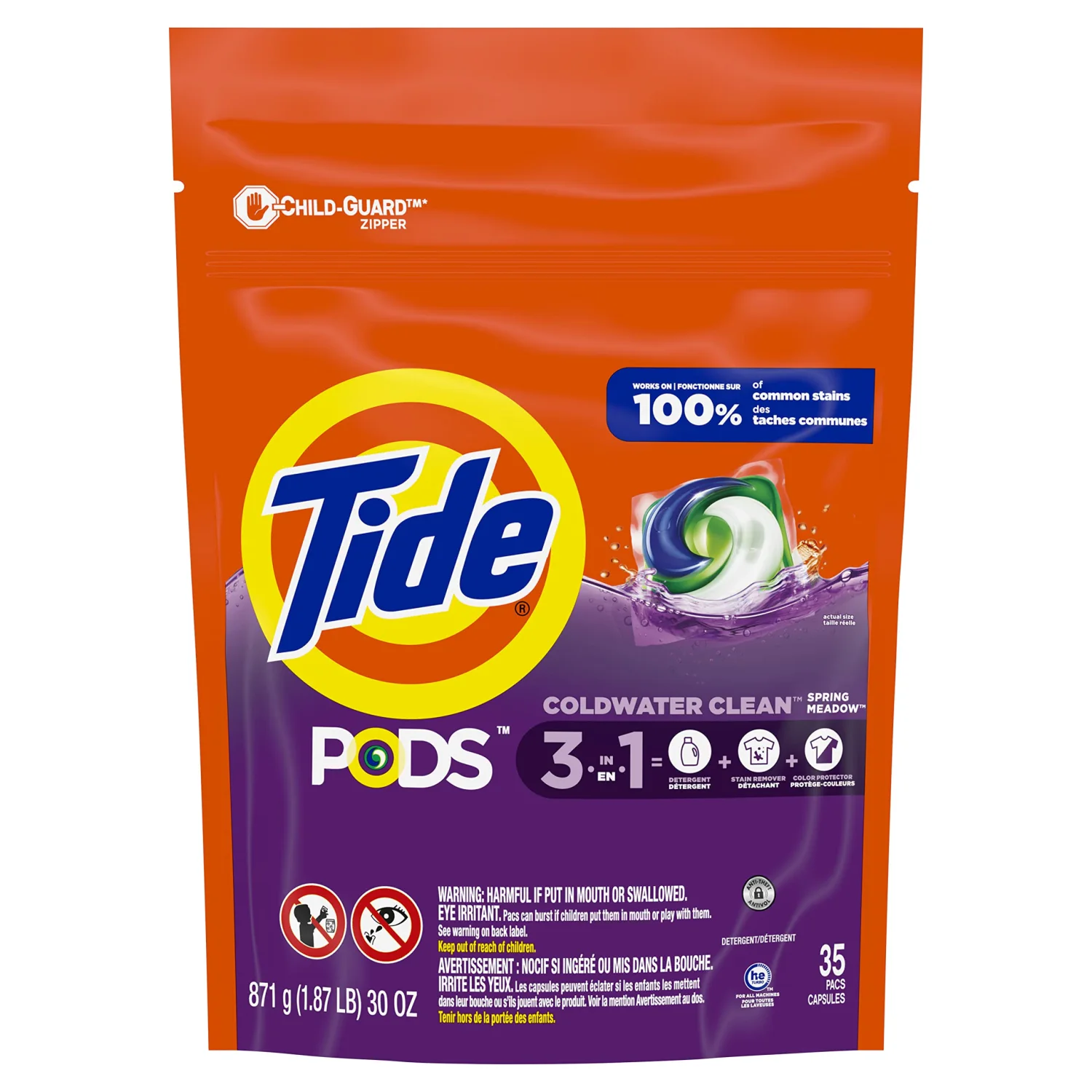 Tide PODS HE Turbo Laundry Detergent Pacs, Spring Meadow Scent, 35 Count (Packaging May Vary)