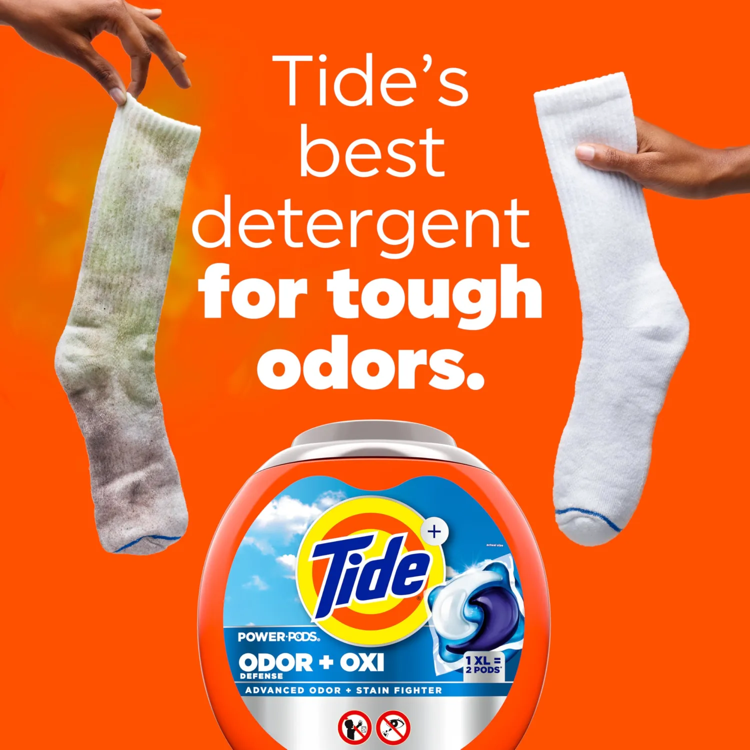 Tide Ultra OXI Power PODS with Odor Eliminators Laundry Detergent Pacs 32 Count For Visible and Invisible Dirt