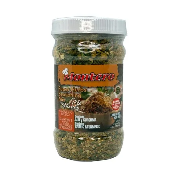 Montero Super Herbs Seasoning Mix 4oz - Dry Herbs & Spices All Purpose Seasoning - MSG FREE - Lite & Healthy, 4 Ounce (Pack of 1)