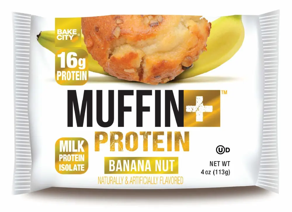 Bake City Muffin Plus Protein | 16g Protein in Each Protein Muffin | 4oz Each, 12 Pack (Banana Nut)