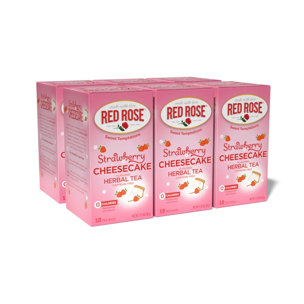 Red Rose Teas Sweet Temptations Tea, Strawberry Cheesecake, 18 Count (Pack of 6)