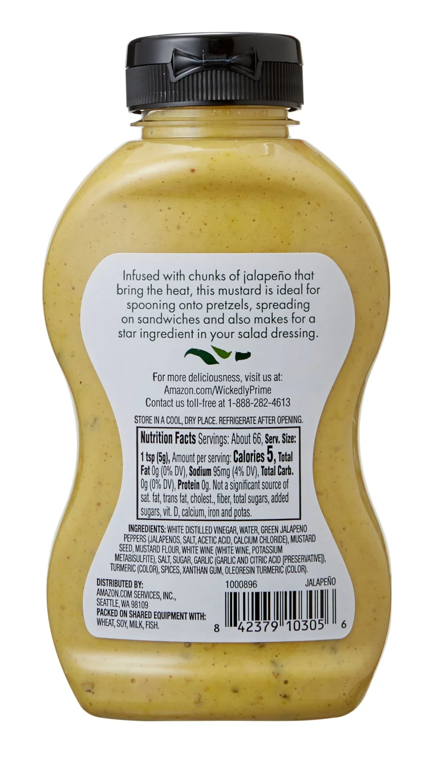 Amazon Brand - Wickedly Prime Mustard, White Wine Jalapeno, 11.75 Ounce
